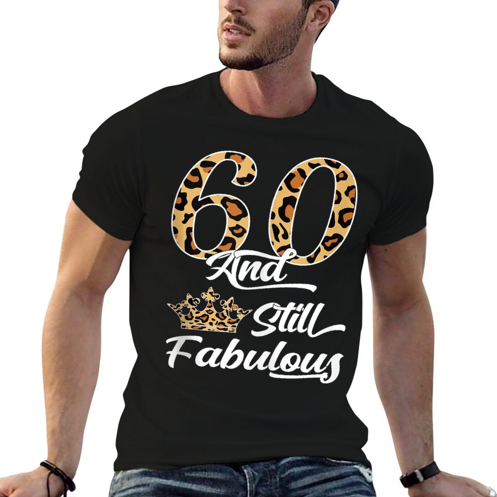 60 & Fabulous Leopard Print Cool Women’s 60th Birthday  Stretchy T-Shirt