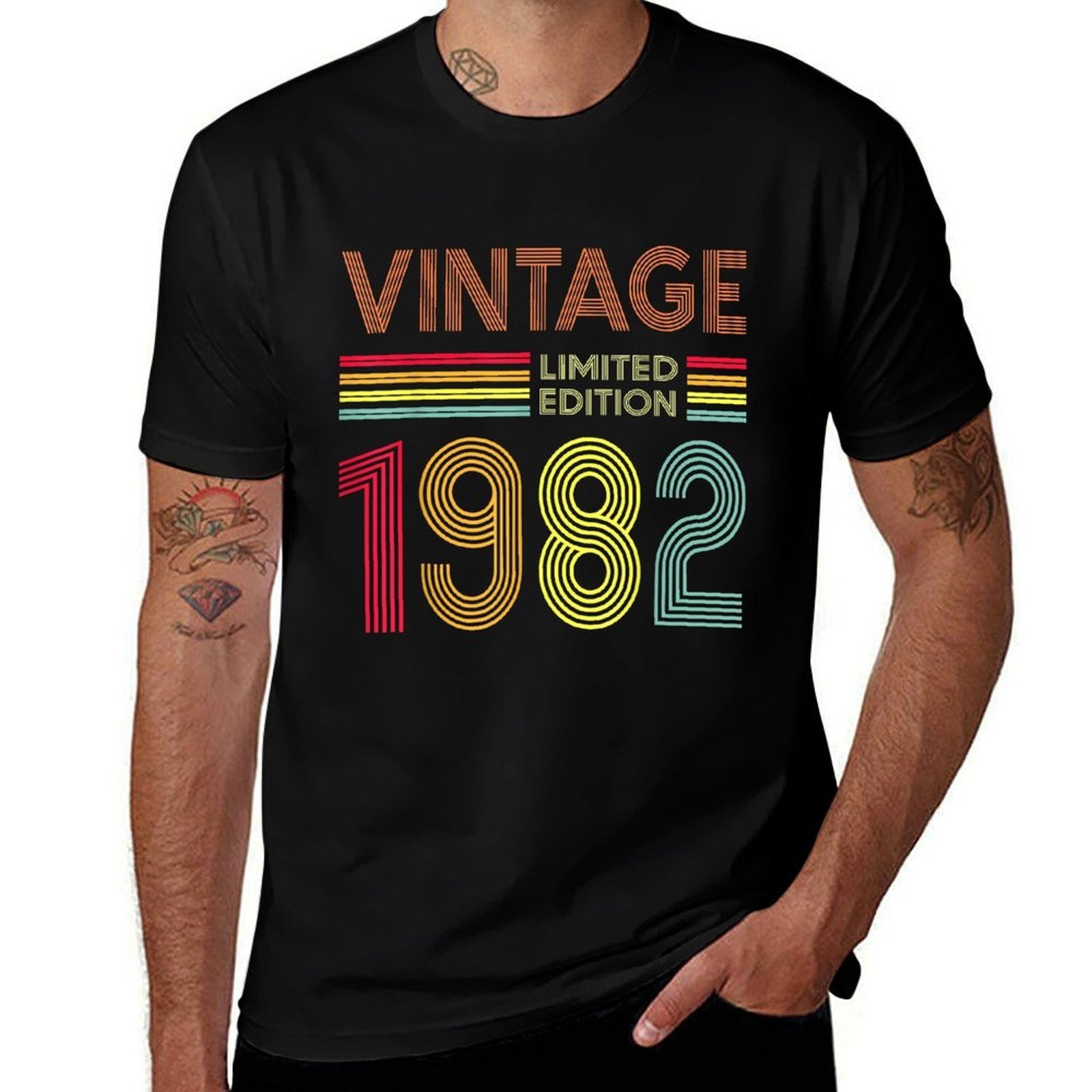 40 Year Old Gifts Vintage 1982 Limited Edition 40th Birthday  Oversized Silhouette T-Shirt