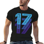 17 Lucky Number 17th Year Birthday Age Sports Team  Oversized Silhouette T-Shirt