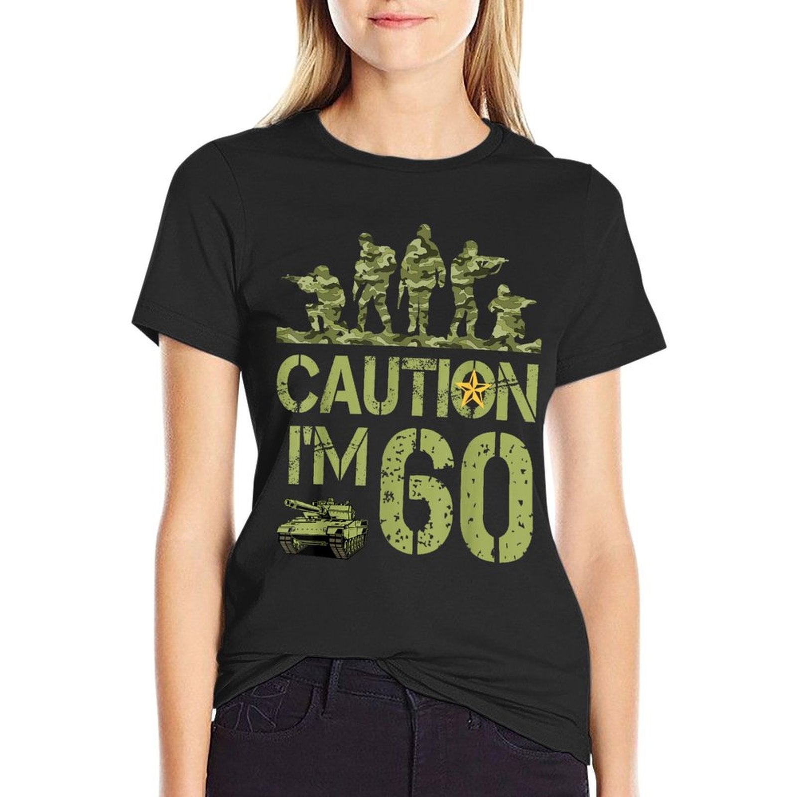 60th Army Birthday Military I'm 60 Year Old Camo Birthday  Wrinkle-resistant T-Shirt