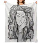 FRANCOISE 1946  Vintage Abstract Charcoal Print All-season Throw Blanket