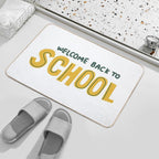 Back to School Hand Drawn Yellow Text  Pet-Safe Bath Mat