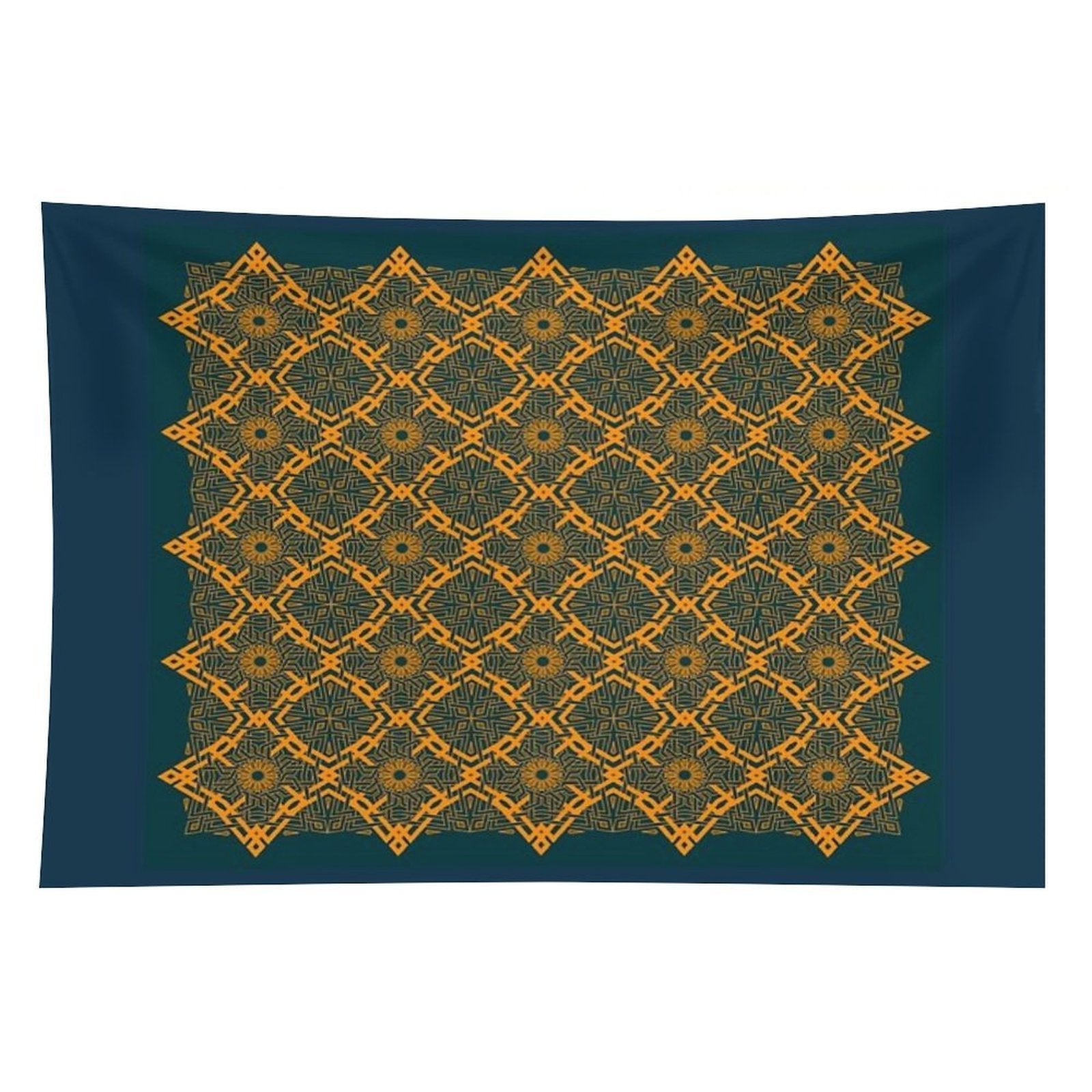 Harmonious Intertwined Lines Orange on Midnight Tapestry