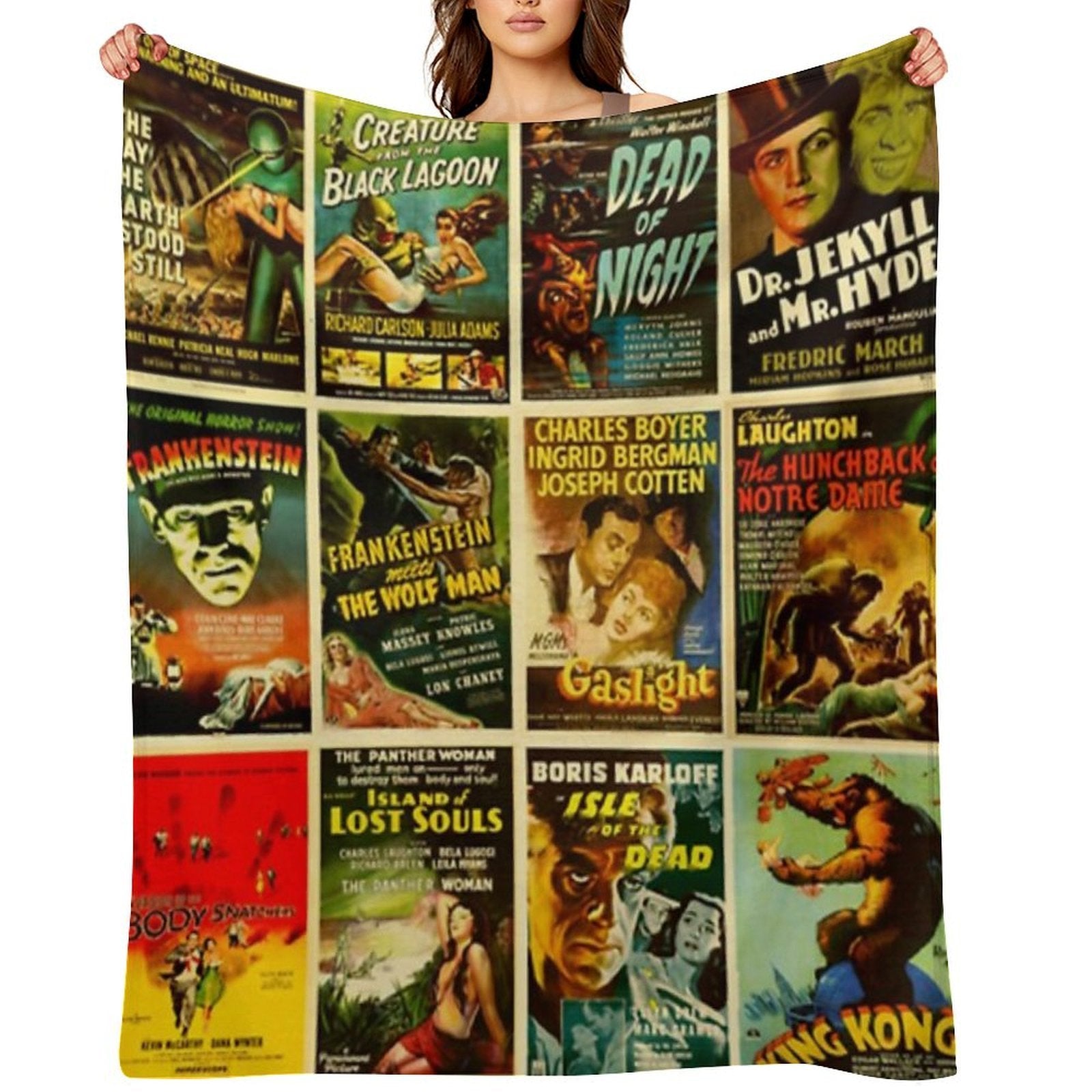 Vintage Classic Horror Monster Movie Posters Comfort Throw Blanket