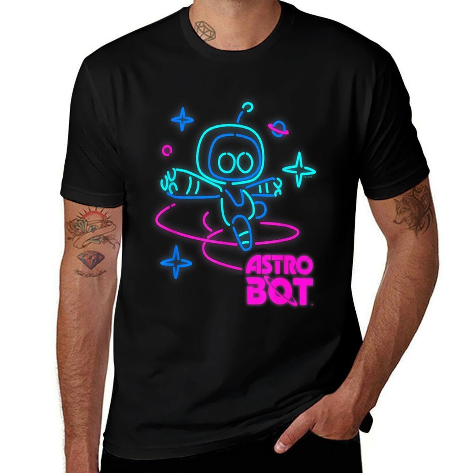 Astro Bot Rescue Mission Neon Lights PlayStation  Moisture-wicking T-Shirt