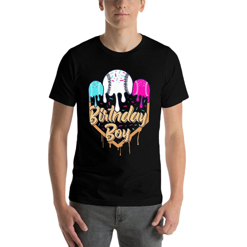 7th Birthday Baseball Ice Cream Drip Sprinkles 7 Year Old  Affordable Price T-Shirt