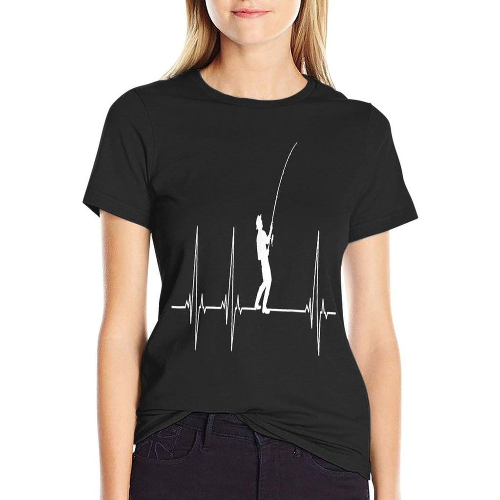 Fishing Heartbeat  Oversized Silhouette T-Shirt