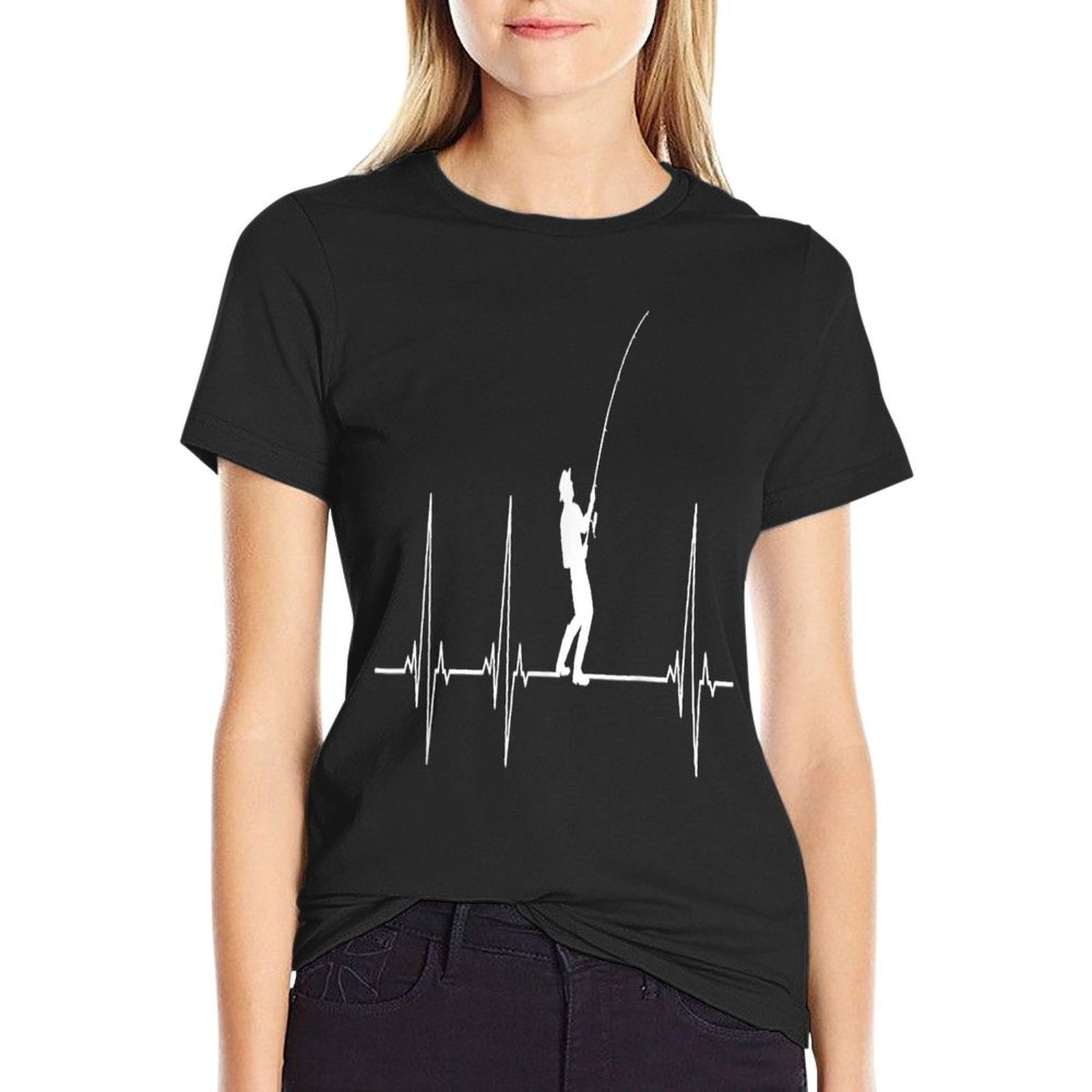 Fishing Heartbeat  Oversized Silhouette T-Shirt