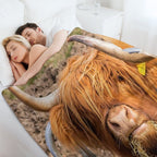 Cute Hungry Ginger Scottish Highland Cow Versatility Throw Blanket