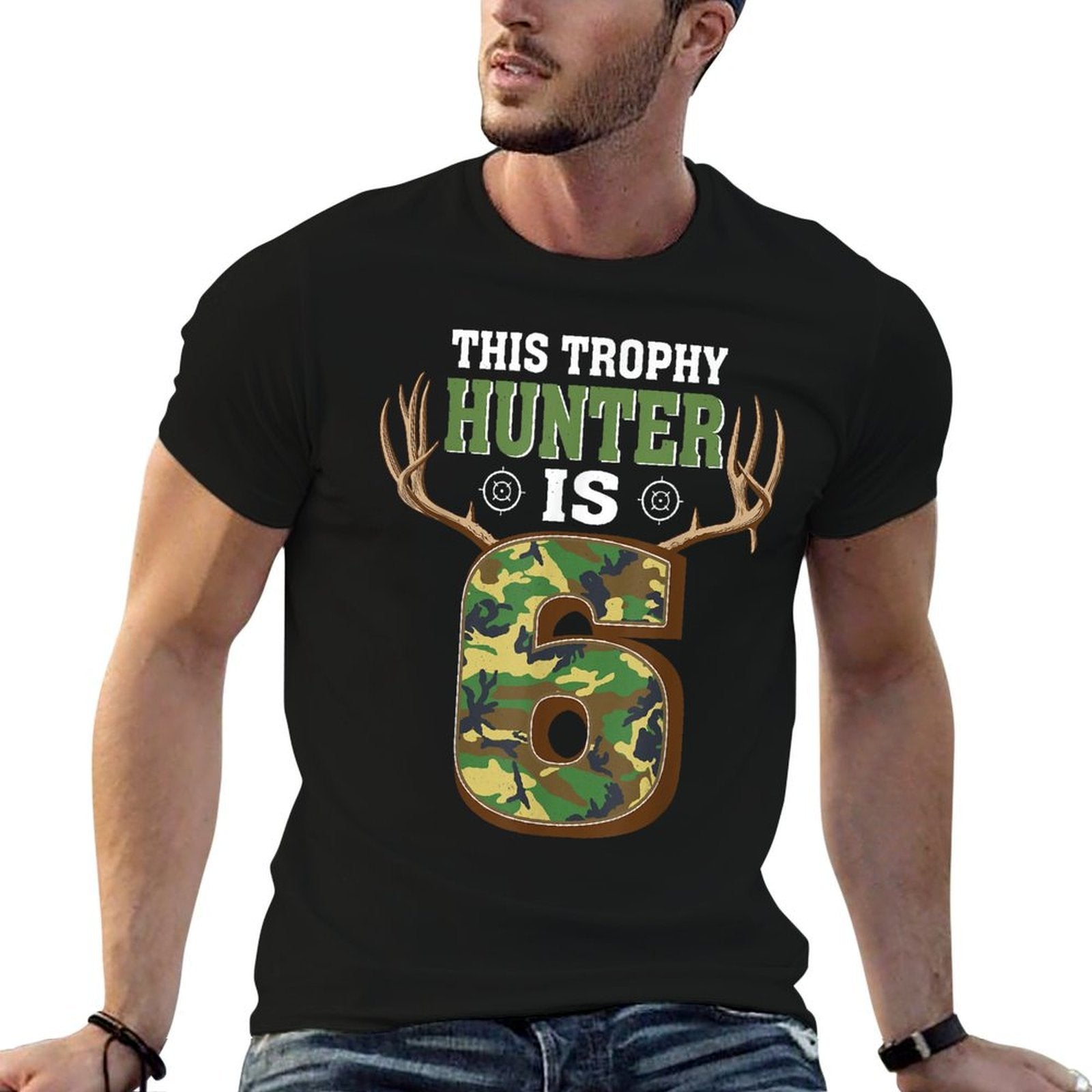 6 Year Old Hunting 6th Birthday Party Deer Hunter  Slim-fit Cut T-Shirt