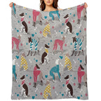 Greyhounds Dogwalk  Grey Background Durable Throw Blanket