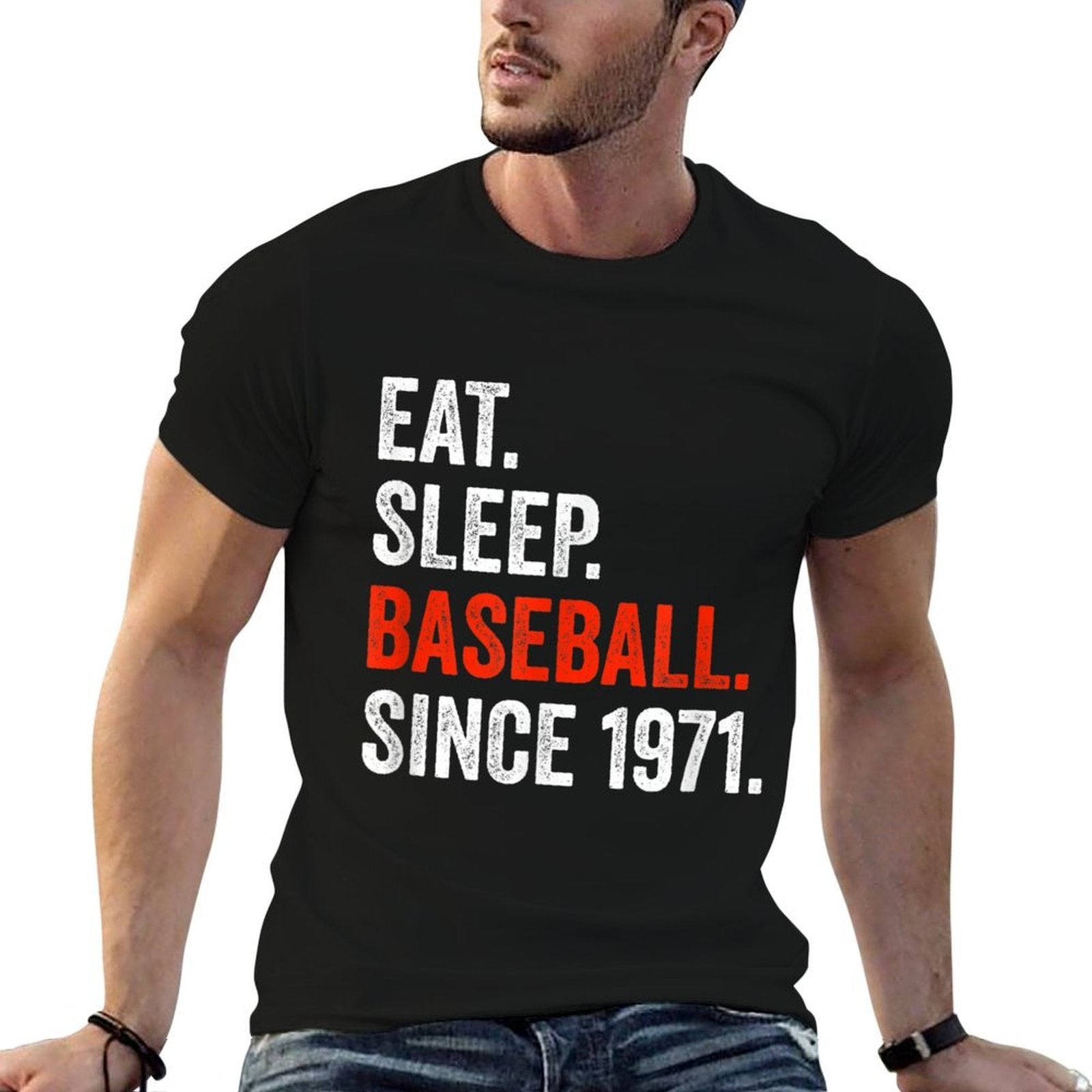50th Birthday Baseballs Eat Sleep Since 1971 Men Women  Odor-resistant T-Shirt