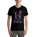 14 It&#39;s My Birthday Pink Crown Happy 14th Birthday Girl  Slim-fit Cut T-Shirt