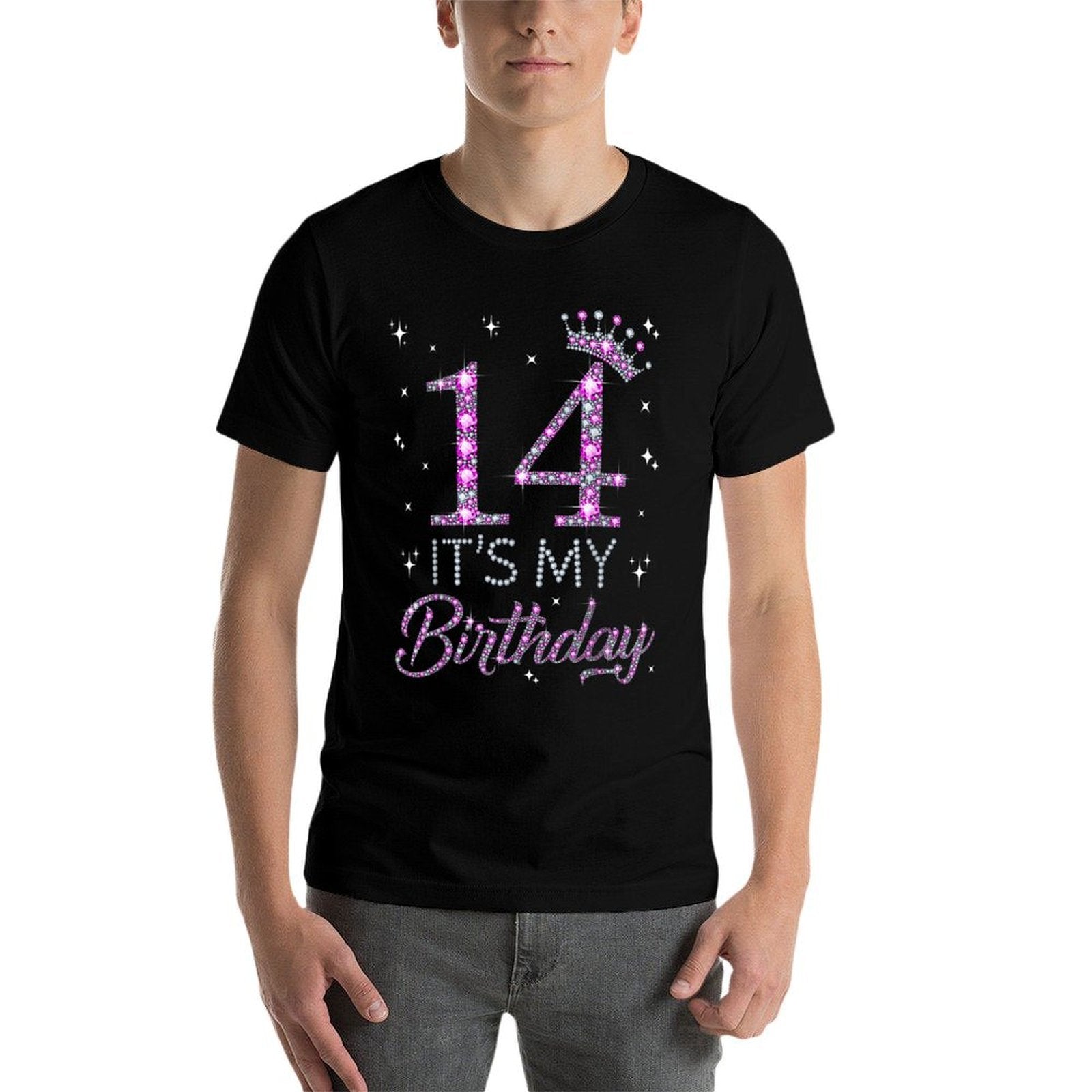 14 It&#39;s My Birthday Pink Crown Happy 14th Birthday Girl  Slim-fit Cut T-Shirt
