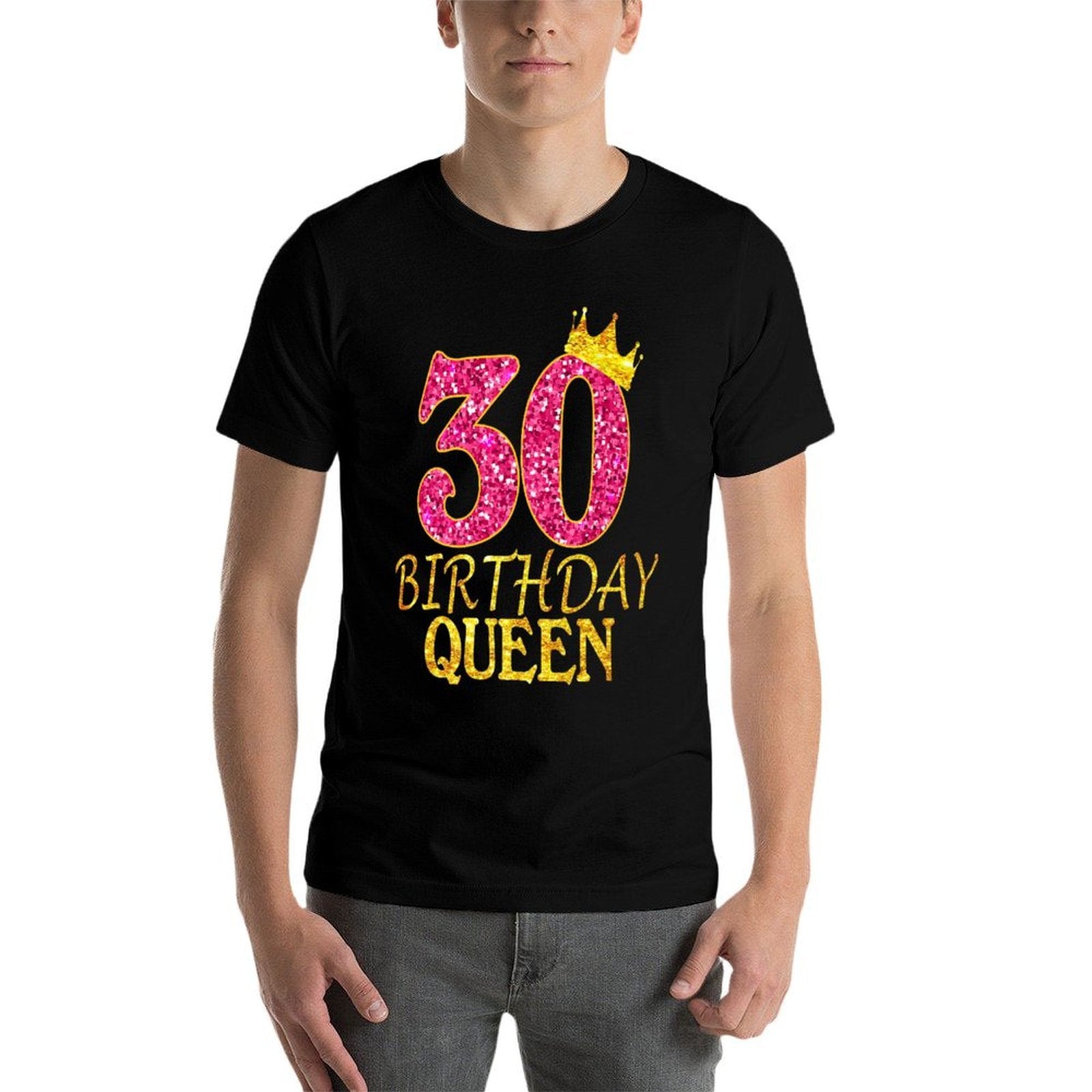 30 Years Old Birthday Queen Girl 30th Birthday Pink Premium  Ribbed Collar T-Shirt