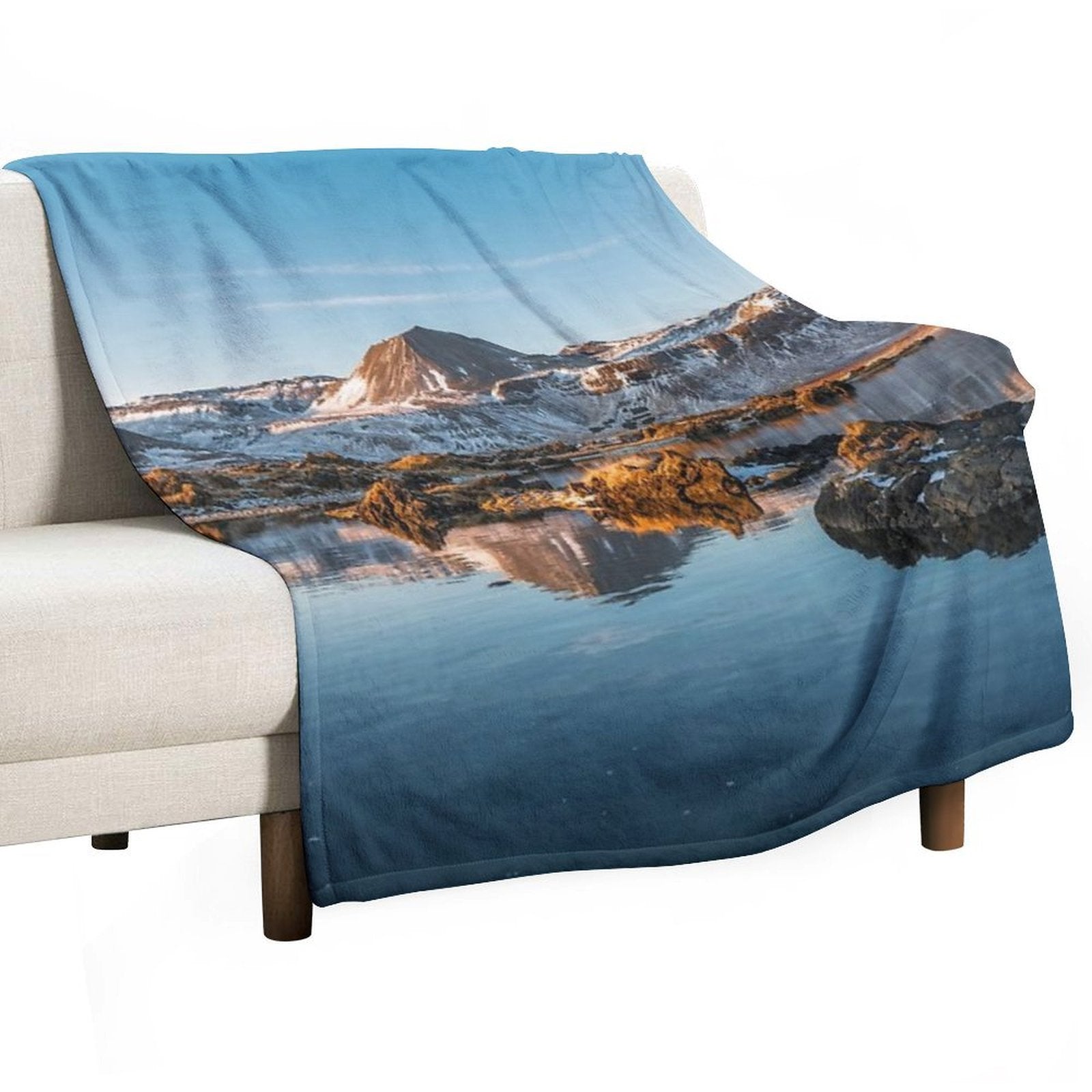 Winter Landscape in Iceland II Eco-conscious Throw Blanket