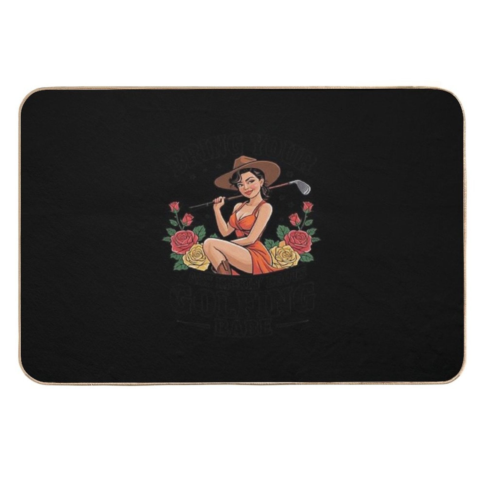 Cowgirl Golfing Babe Gift For Her  Fade-Resistant Bath Mat