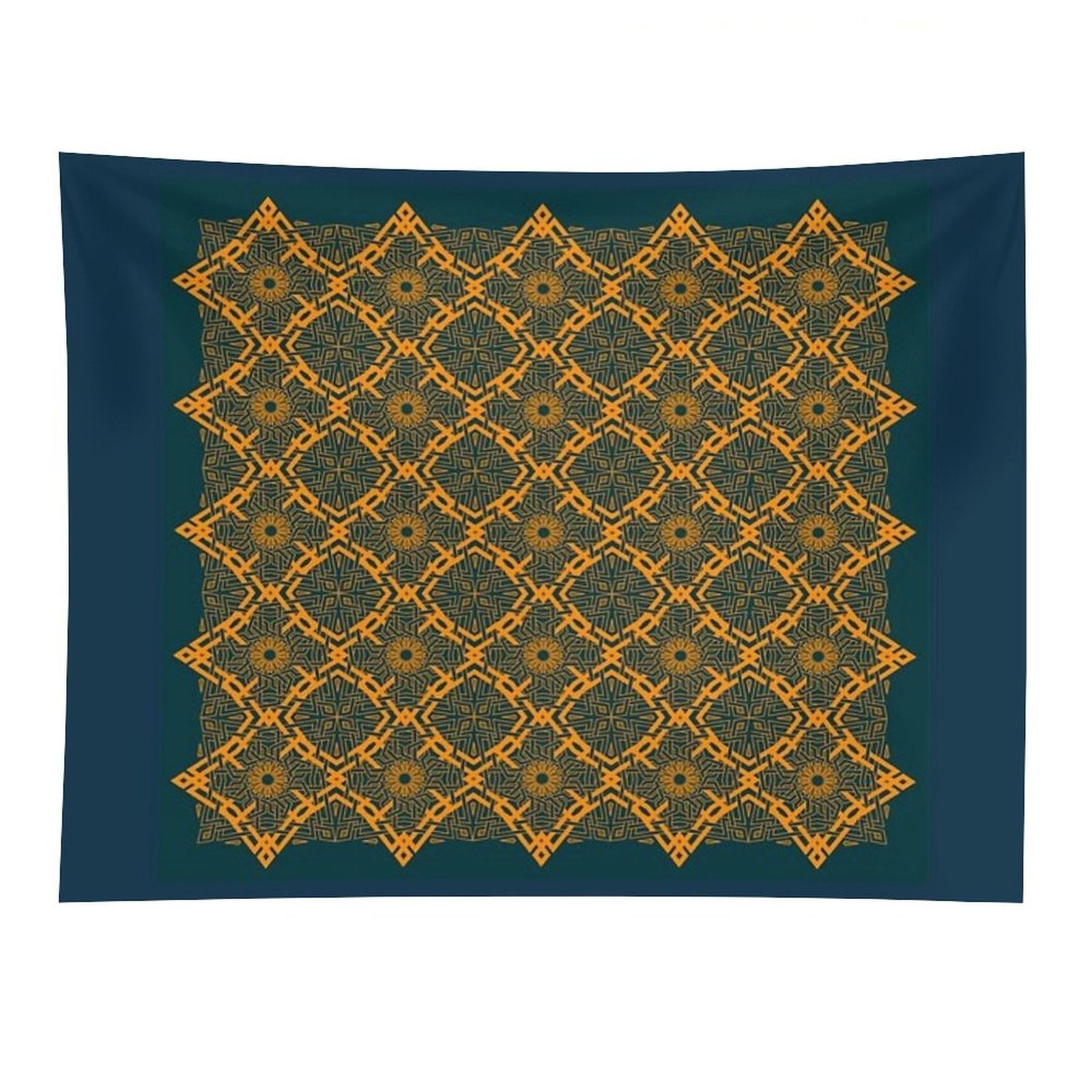 Harmonious Intertwined Lines Orange on Midnight Tapestry
