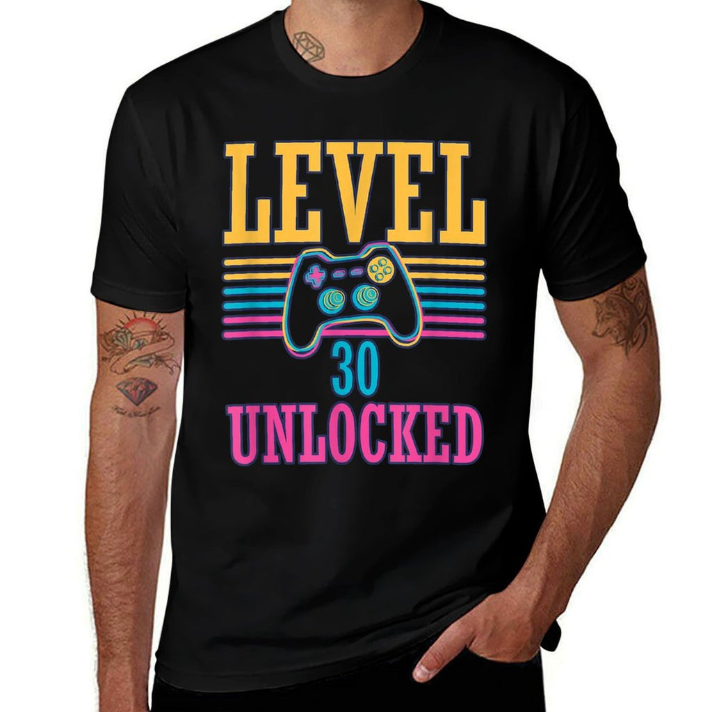 Vintage Level 30 Unlocked Video Gamer 30th Birthday Gift  Stretchy T-Shirt