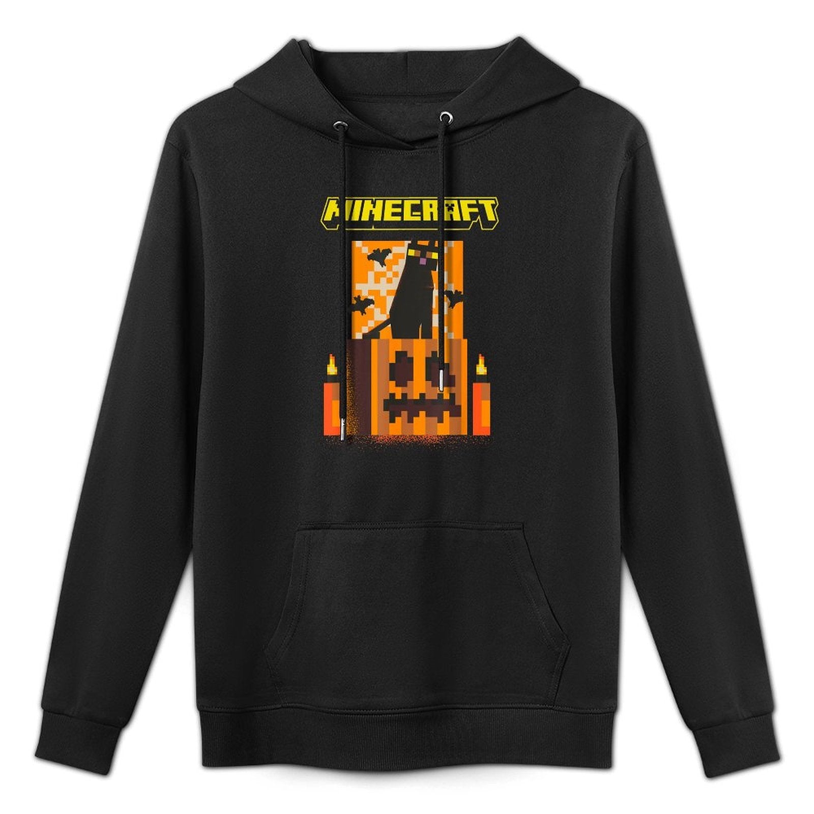 Minecraft Halloween Black Cat On Pumpkin Scene Pilling-Resistant Hoodie