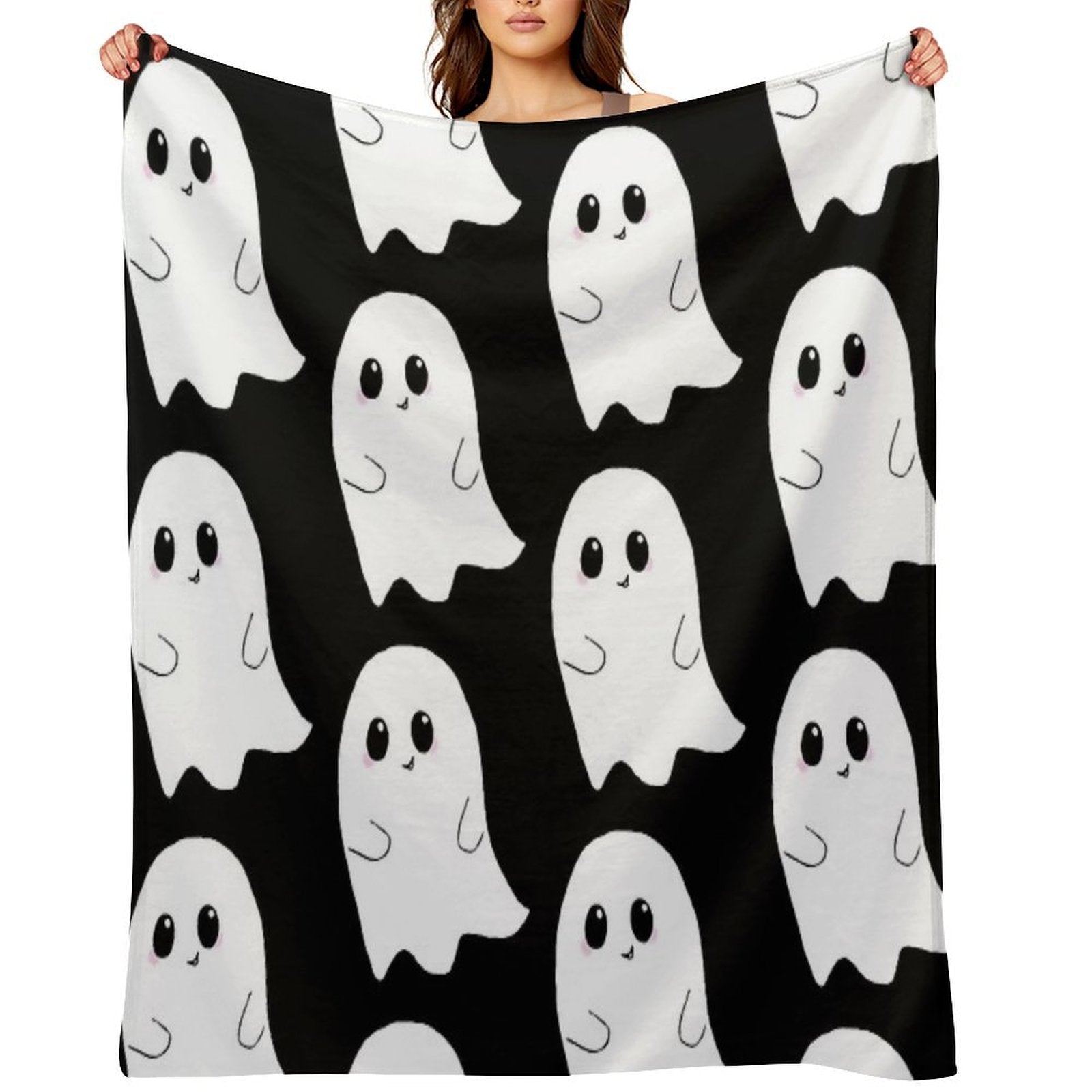 Cute Ghost Easy Care Throw Blanket