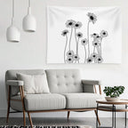 Daisies Botanical Line Drawing Tapestry