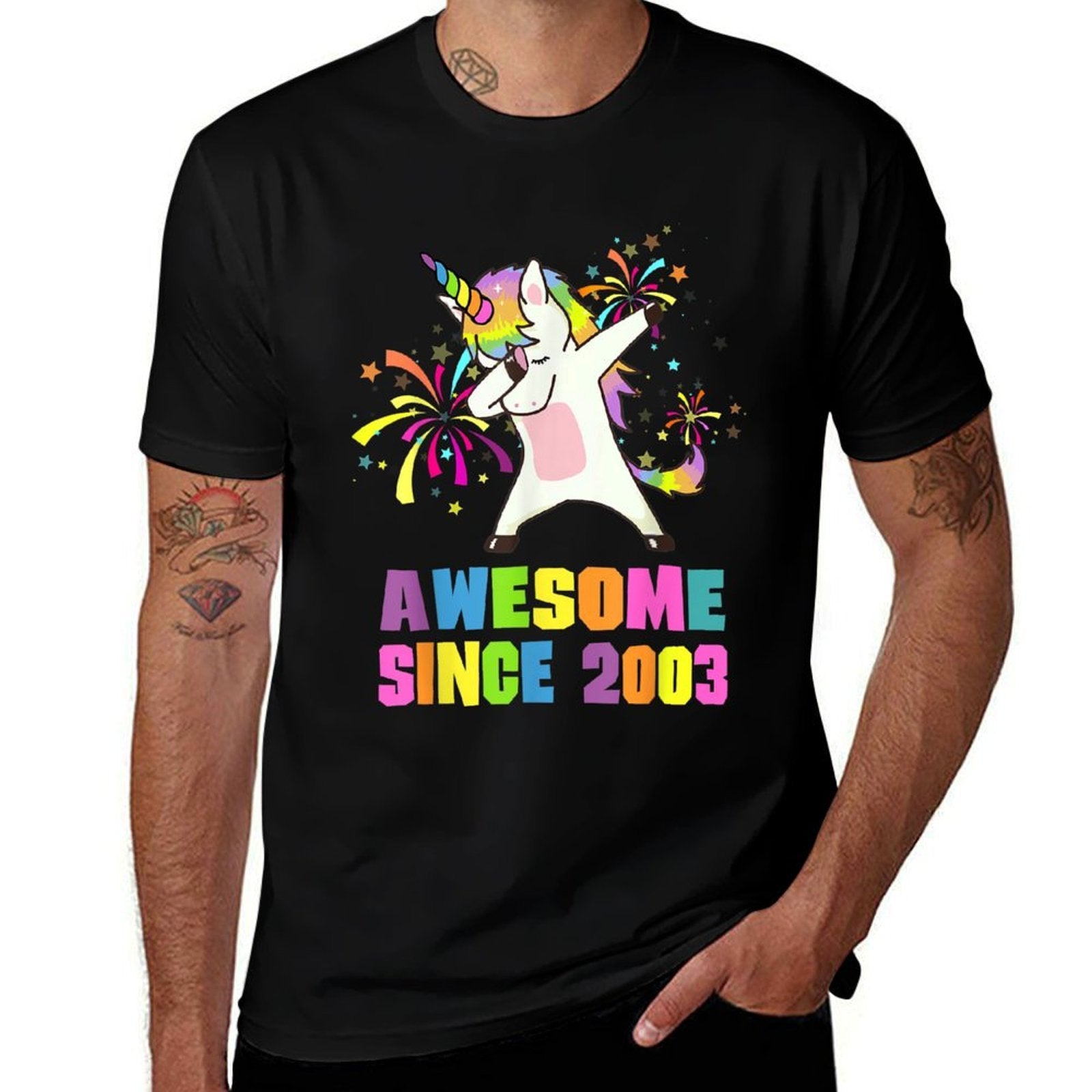 22 Years Old Awesome Since 2003 Unicorn 22nd Birthday  High-quality Stitching T-Shirt