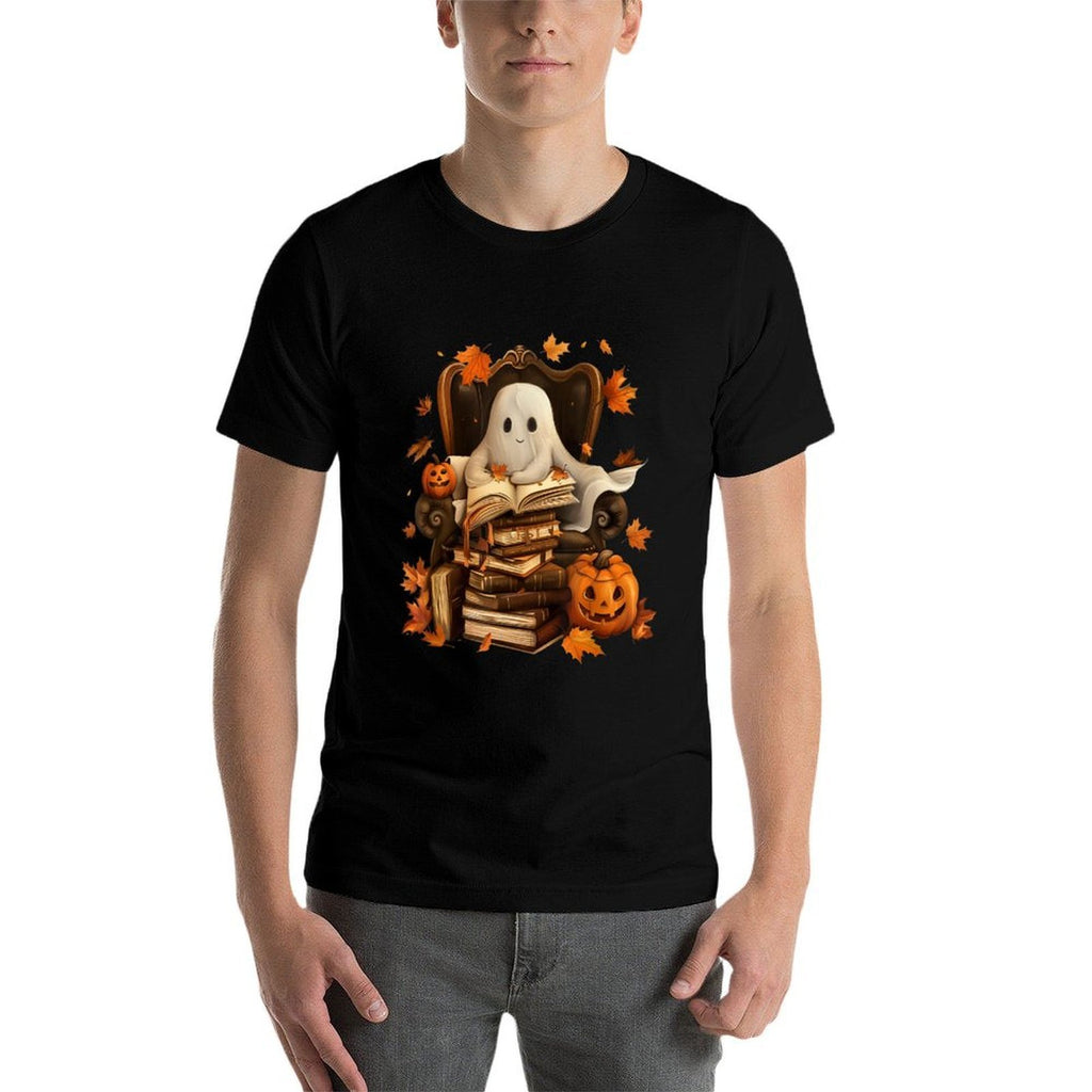 Vintage Ghost Book Reading Pumpkin Gothic Halloween Teachers  Classic T-Shirt