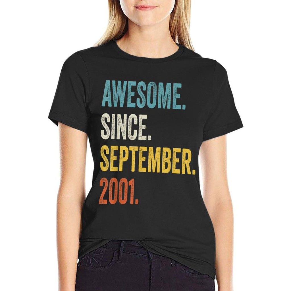 21 Years Old Awesome Since September 2001 21st Birthday  Oversized Silhouette T-Shirt