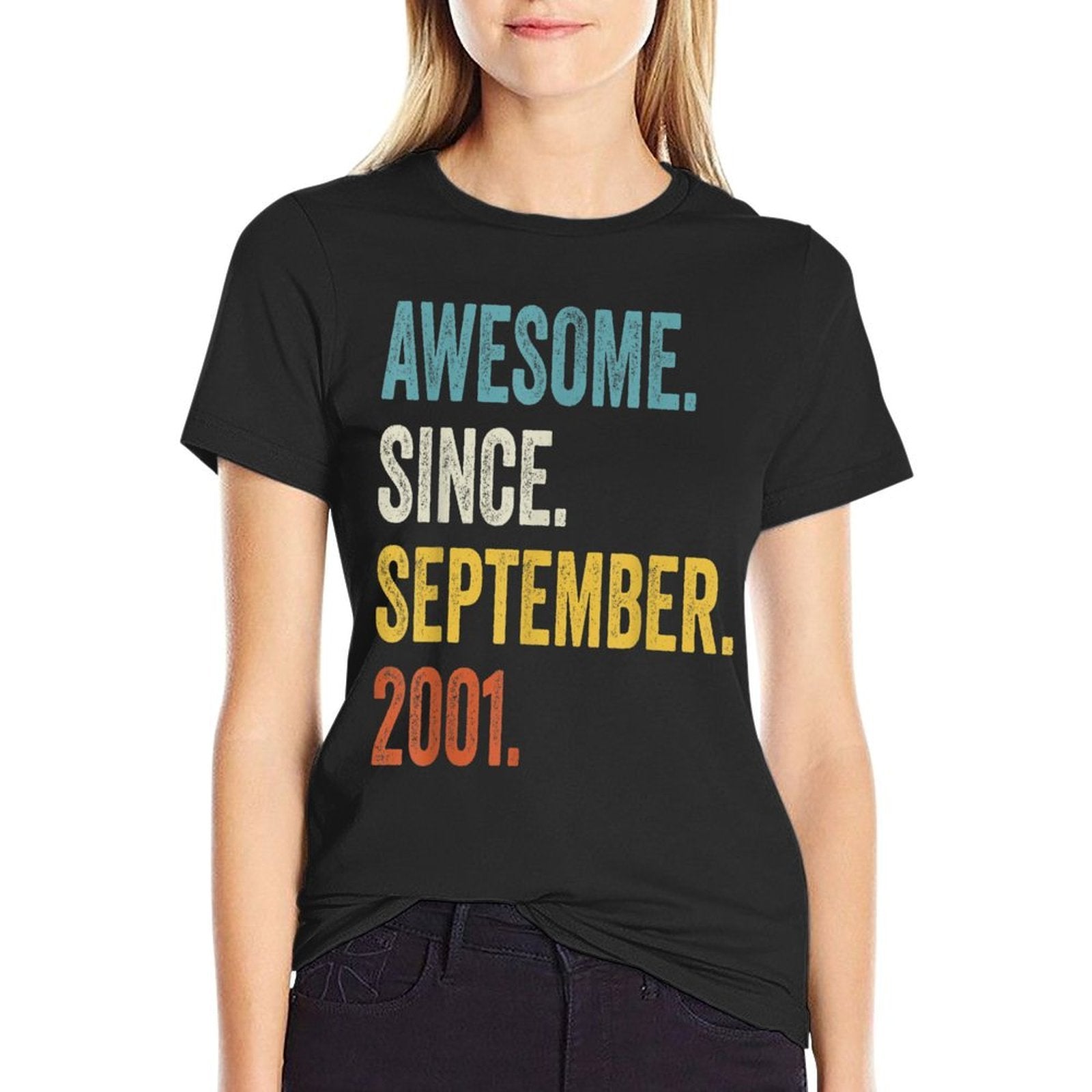 21 Years Old Awesome Since September 2001 21st Birthday  Oversized Silhouette T-Shirt