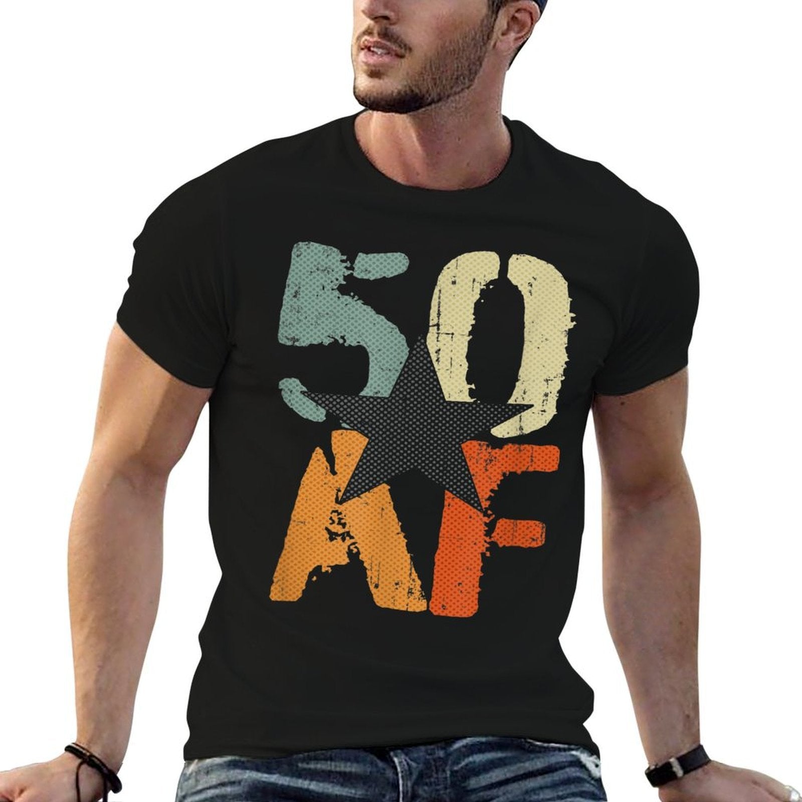50 Years AF 50th Birthday Anniversary Retro Vintage Gift  Summer-ready Fabric T-Shirt
