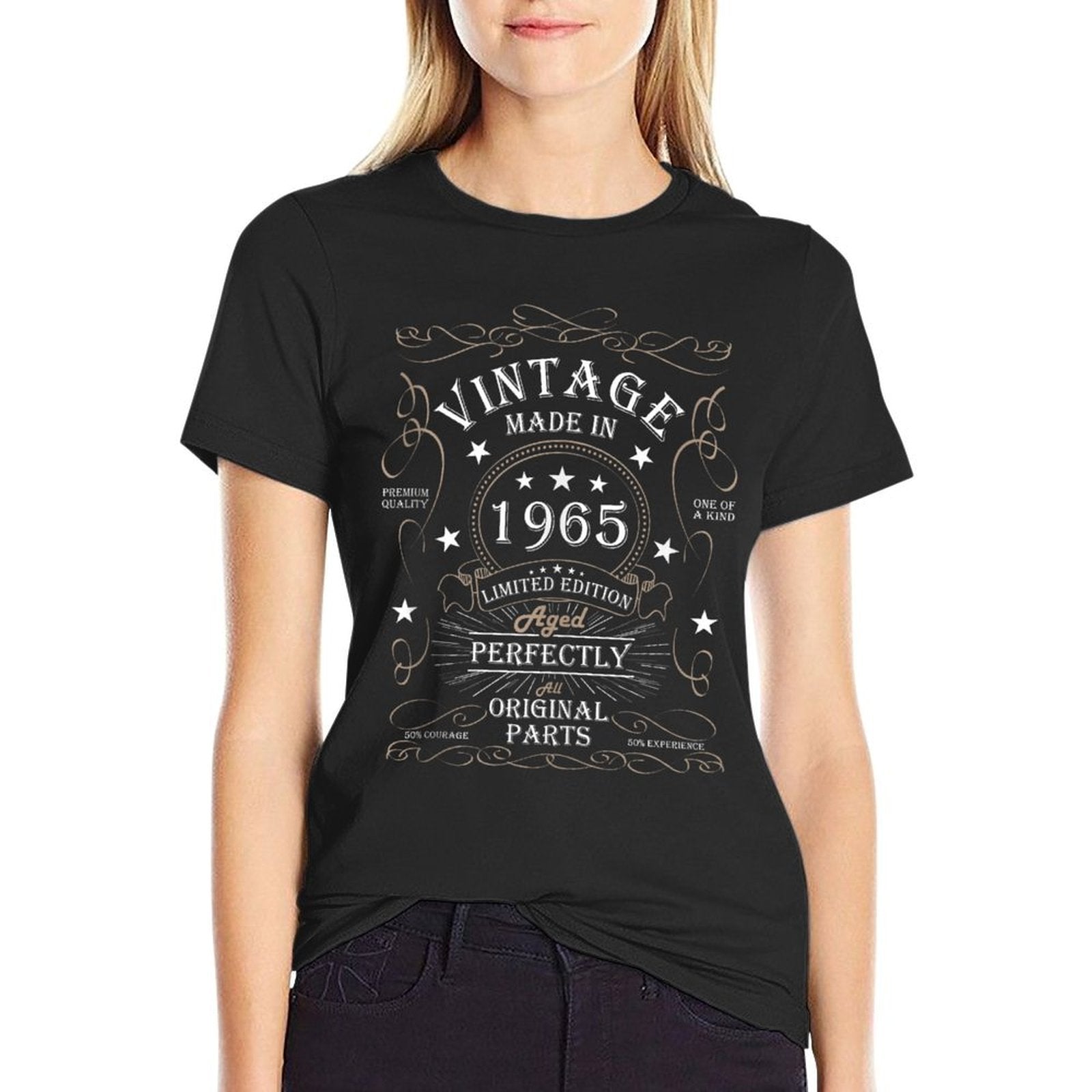 60th Birthday Retro Limited Edition Man Woman Vintage 1965  Ribbed Collar T-Shirt