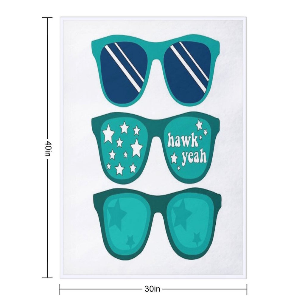 UNCW Hawk Yeah Triple Sunglasses Machine-washable Throw Blanket