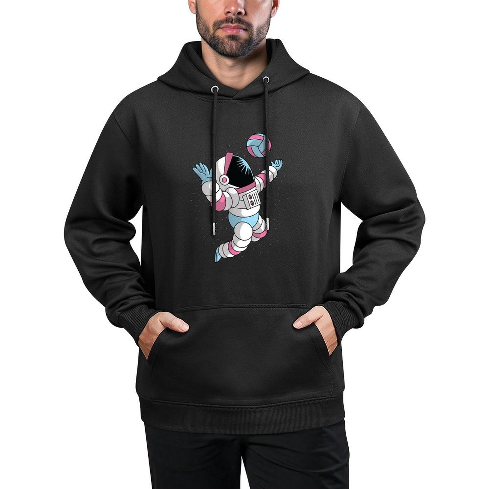 Astronaut Volleyball Player in Space Cool Science Sports Versatile Streetwear Hoodie