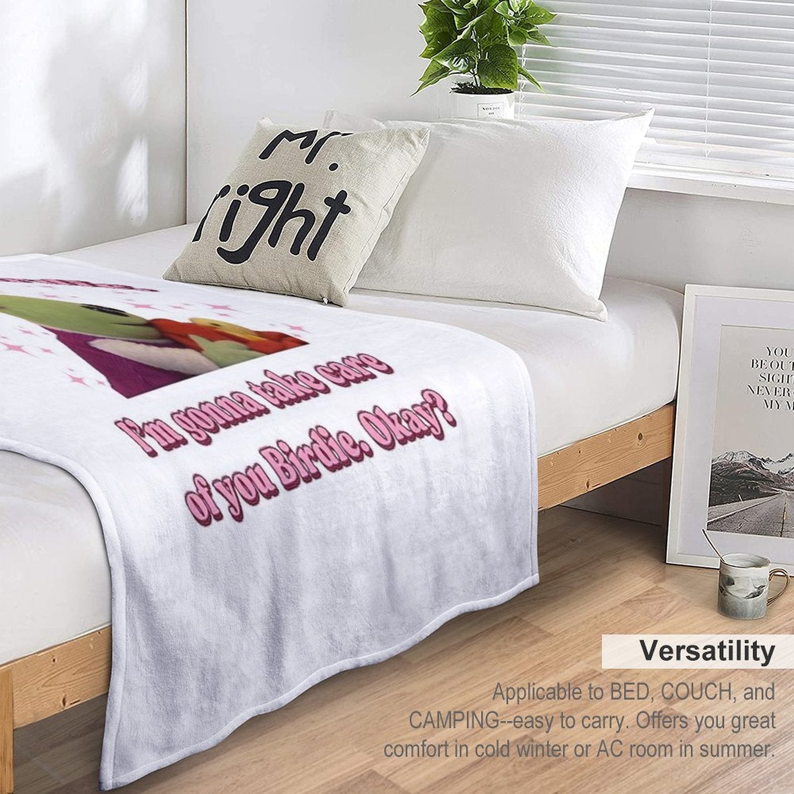 Nanalan Wonderful Girl It's Okay Birdie Eco-conscious Throw Blanket