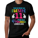 11 Years Old Princess Birthday Quote 11th B-day Kids Graphic  Oversized Silhouette T-Shirt