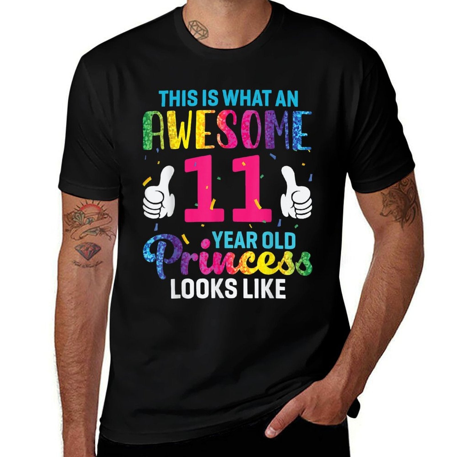 11 Years Old Princess Birthday Quote 11th B-day Kids Graphic  Oversized Silhouette T-Shirt