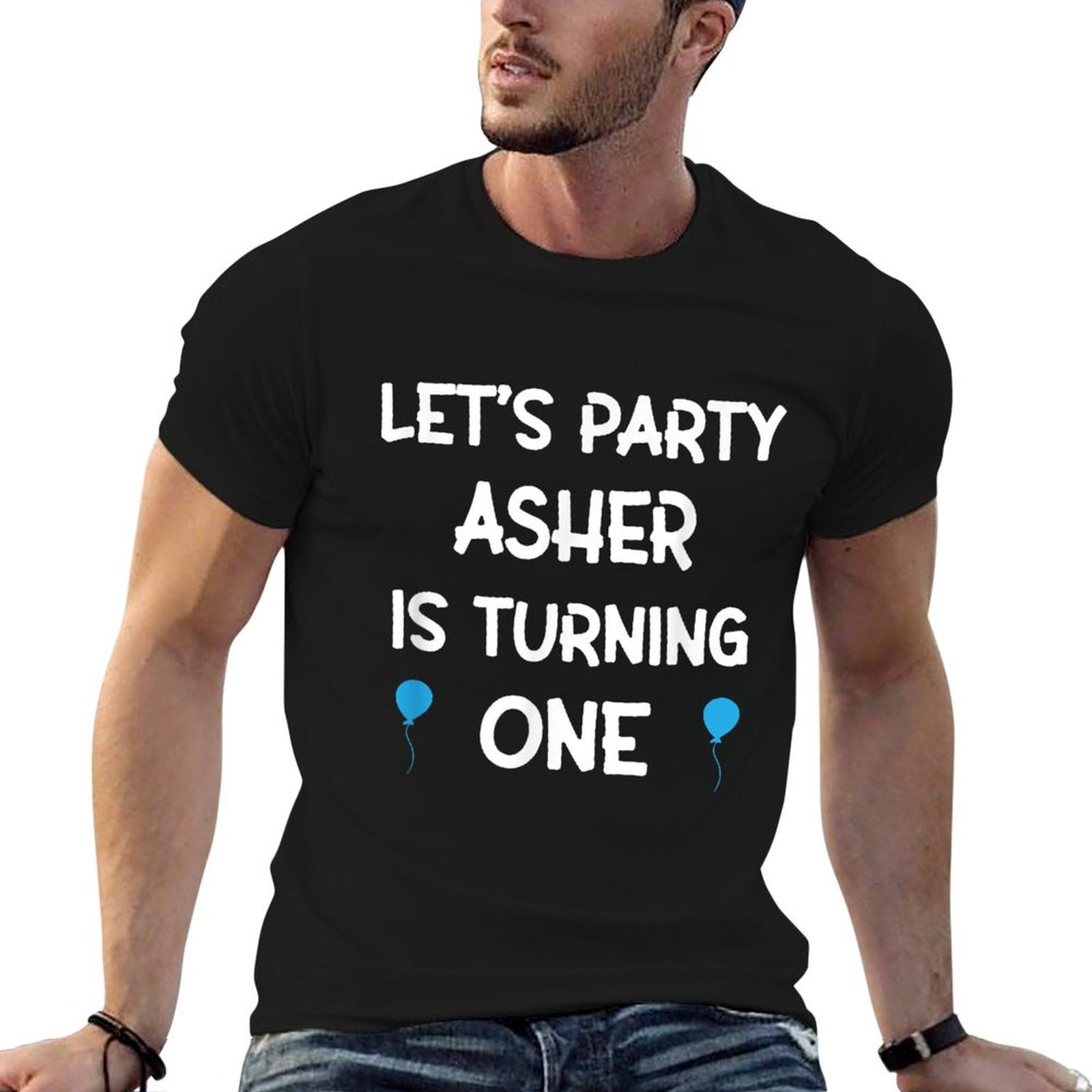 Asher First Birthday Shirt with Name 1 Year Old Boy  Classic T-Shirt