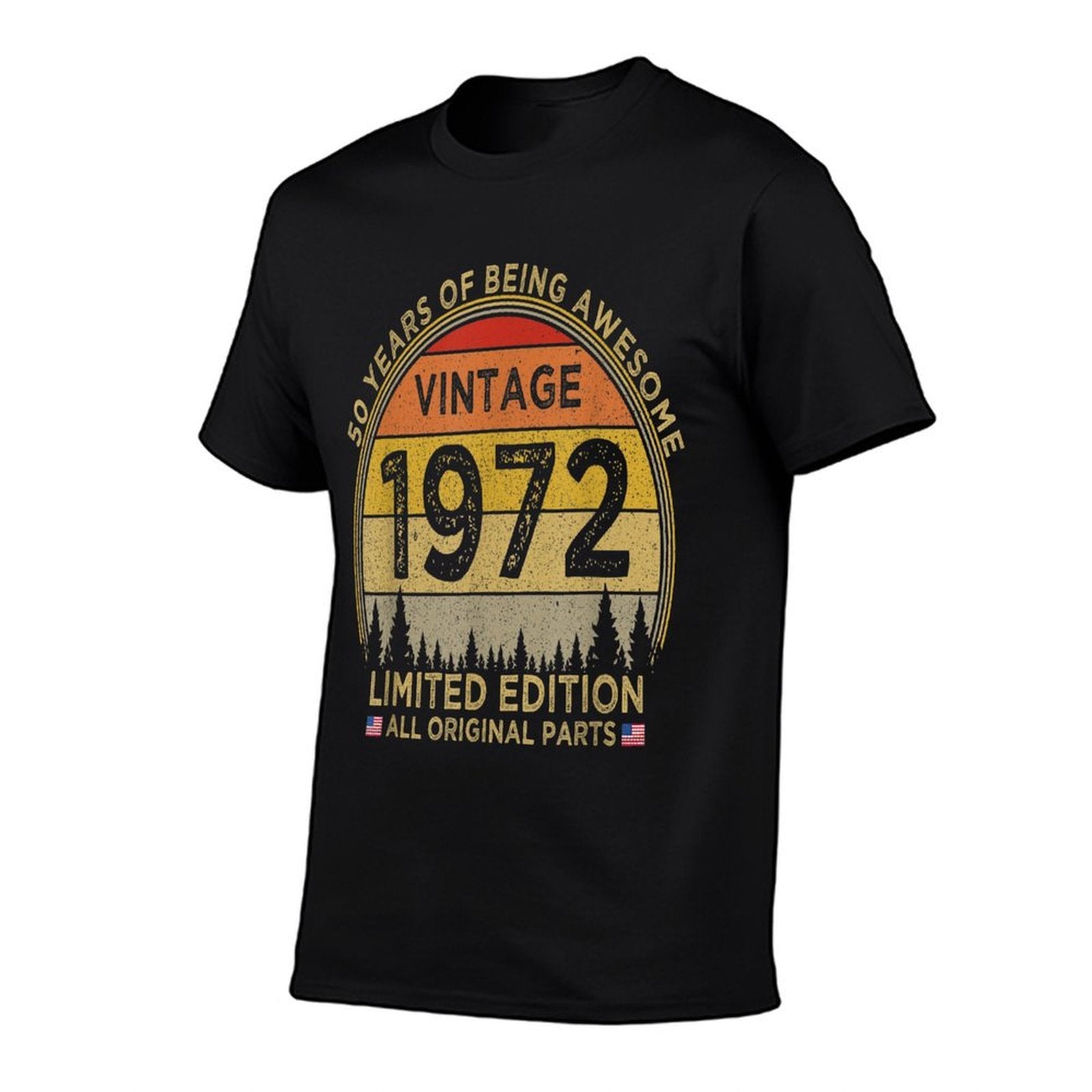 50 Year Vintage 1972 Limited Edition Patriotic 50th Birthday  Ribbed Collar T-Shirt