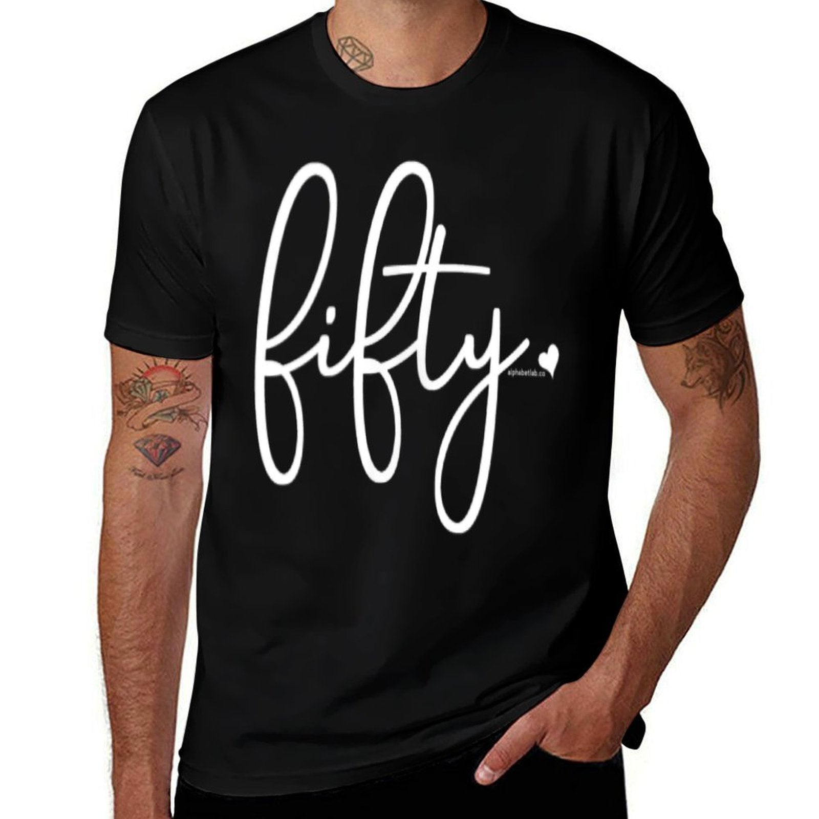 50th Birthday Gift Ideas for Her  Fifty Design Party Women  Ribbed Collar T-Shirt