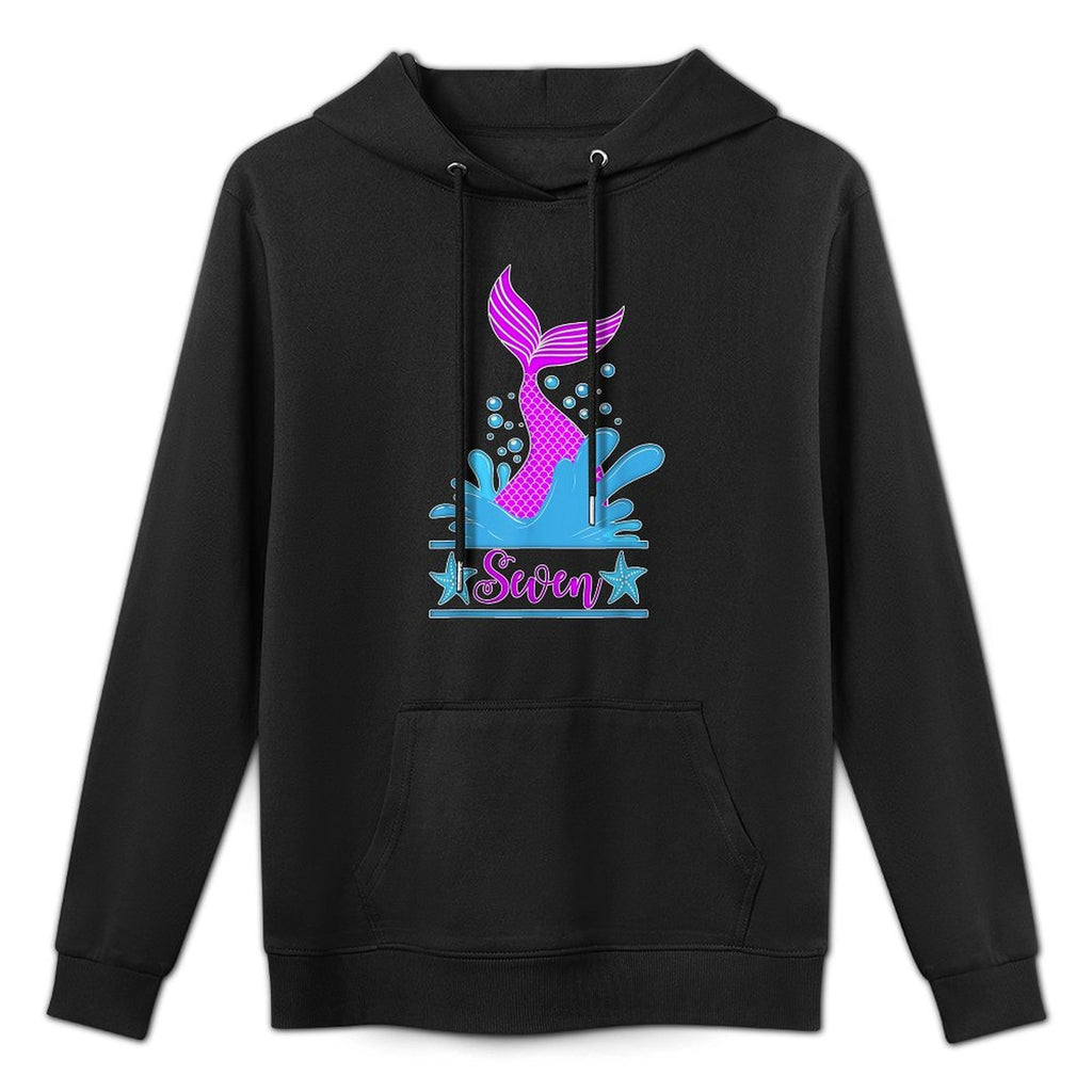 Seven Year Old Mermaid Birthday Girl, 7 Year Old Gift Cotton-Polyester Blend Hoodie