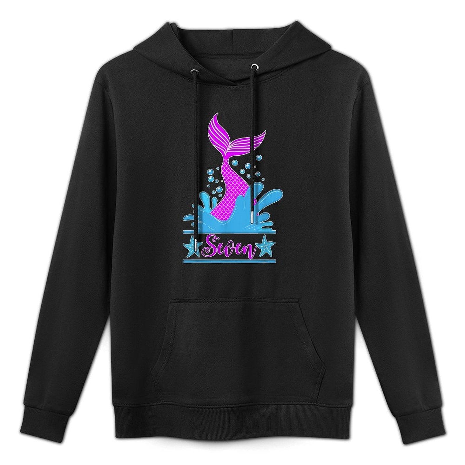 Seven Year Old Mermaid Birthday Girl, 7 Year Old Gift Cotton-Polyester Blend Hoodie