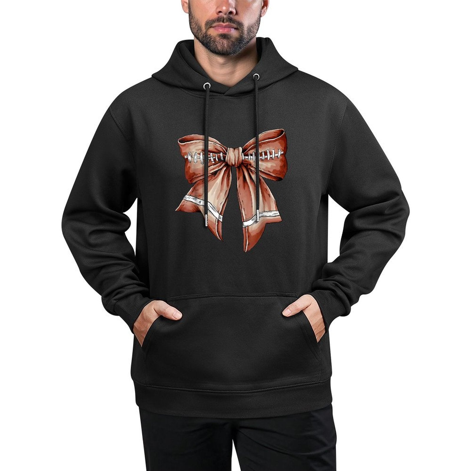 Coquette Bow Pumpkin Football Mom Girls Thanksgiving Autumn Layering Staple Hoodie