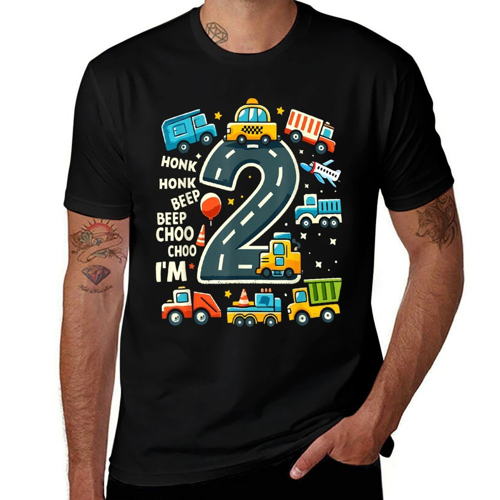 2 Year Old Transportation Birthday Boy 2nd Toddler Truck Car  Eco-friendly Material T-Shirt