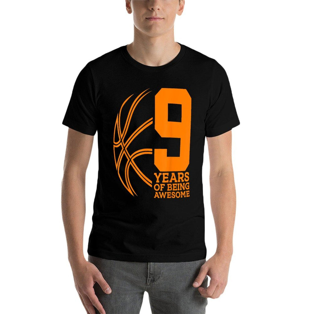 9 YEARS OF BEING AWESOME BASKETBALL 9TH BIRTHDAY  High-quality Stitching T-Shirt