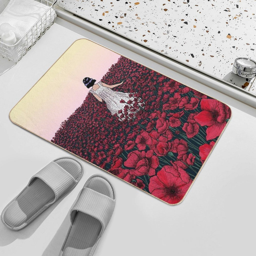 Field of Poppies  Coloured Version  Pet-Safe Bath Mat