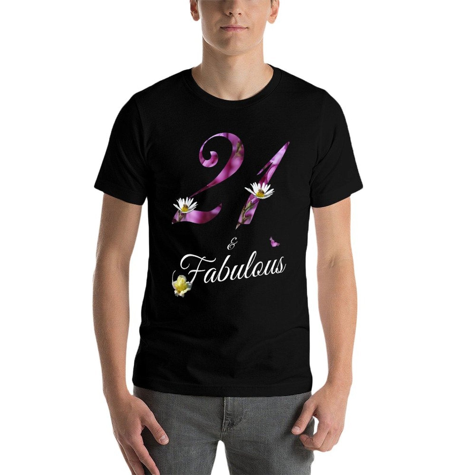 21 & Fabulous 21 Year Old Floral 2001 21st Birthday Gift  Eco-friendly Material T-Shirt