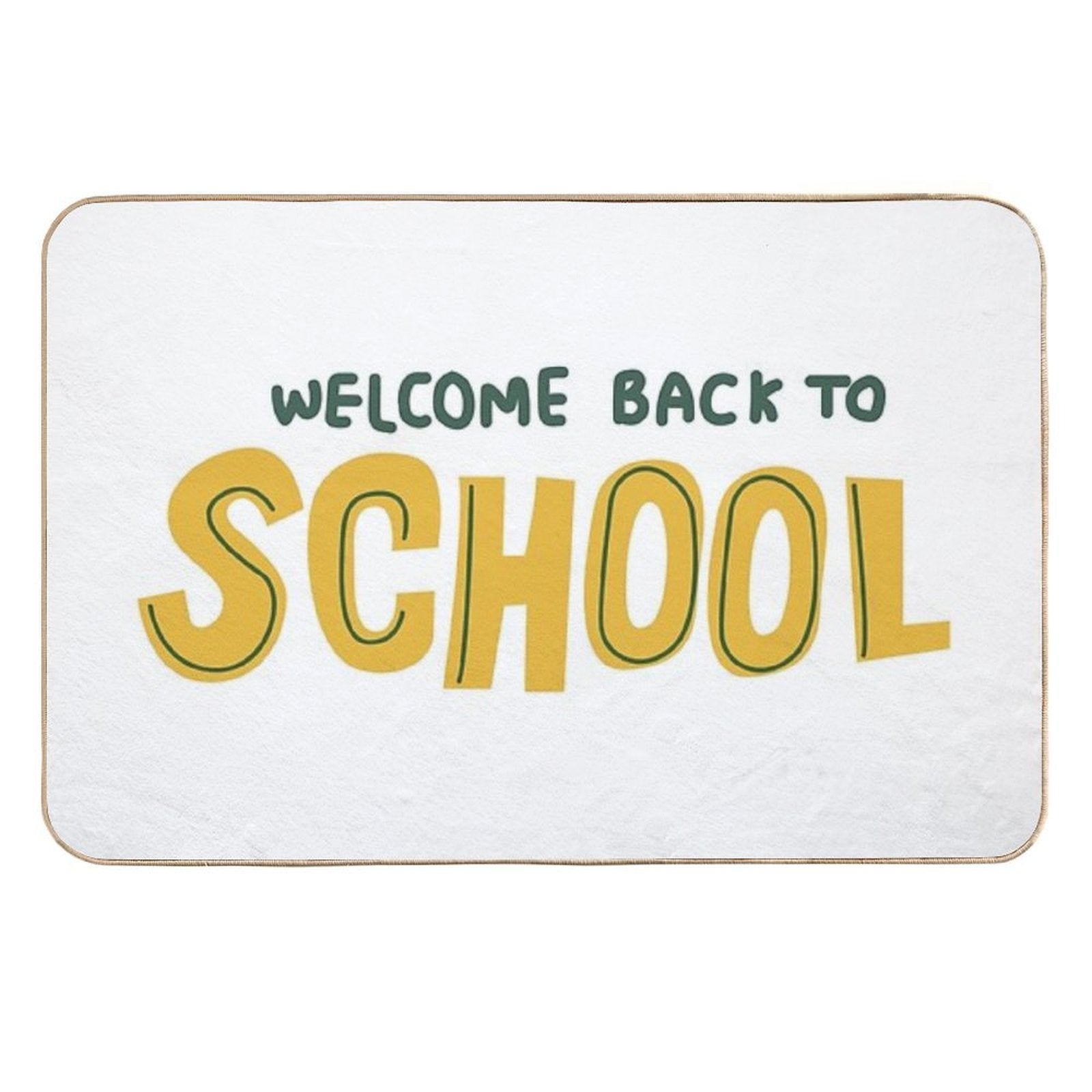 Back to School Hand Drawn Yellow Text  Pet-Safe Bath Mat