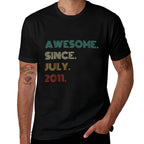 14 Years Old Awesome Since July 2011 14th Birthday  Summer-ready Fabric T-Shirt