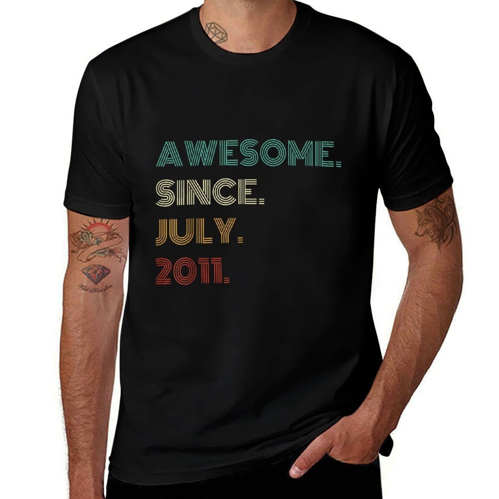 14 Years Old Awesome Since July 2011 14th Birthday  Summer-ready Fabric T-Shirt